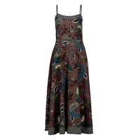 Zero Maxikleid "Maxikleid ohne Arm", Damen, Gr. 40, EURO, braun (braun, petrol), Obermaterial: 60% Viskose CV. 40% Baumwolle CO., Kleider Maxikleid