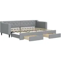 vidaXL Tagesbett Ausziehbar mit Schubladen Hellgrau 80x200 cm Stoff