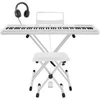 Gear4Music SDP-2 Stagepiano von Ständerpaket Weiß