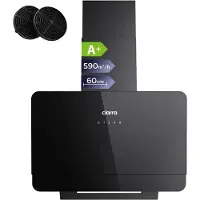 CIARRA Kopffreihaube 60cm, A+ 590 m³/h Dunstabzugshaube, Touch-Bedienung, Umluft & Abluft Glas schwarz VM6765CB