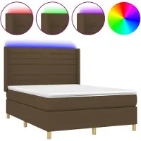 vidaXL Boxspringbett mit Matratze & LED Dunkelbraun 140x190 cm Stoff