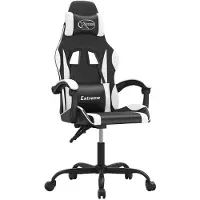 vidaXL Gaming-Stuhl Drehbar Schwarz und Weiß Kunstleder