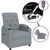 vidaXL Relaxsessel Elektrisch Hellgrau Stoff