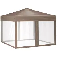 vidaXL Partyzelt Faltbar mit Seitenwänden Taupe 3x3 m