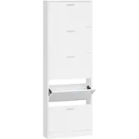 vidaXL Schuhschrank Hochglanz-Weiß 59x17x169 cm Holzwerkstoff