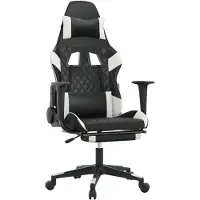 vidaXL Gaming-Stuhl mit Fußstütze Schwarz und Weiß Kunstleder