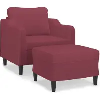 vidaXL Sessel mit Hocker Weinrot 60 cm Stoff