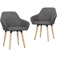vidaXL Esszimmerstühle 2 Stk. Dunkelgrau Stoff
