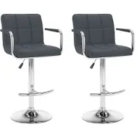 vidaXL Barhocker 2 Stk. Grau Kunstleder