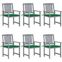 vidaXL Gartenstühle mit Kissen 6 Stk. Massivholz Akazie Grau