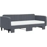 vidaXL Tagesbett Ausziehbar mit Matratzen Dunkelgrau 100x200 cm Samt