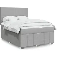 vidaXL Boxspringbett mit Matratze Hellgrau 140x200 cm Stoff