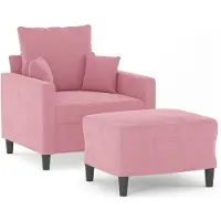 vidaXL Sessel mit Hocker Rosa 60 cm Samt