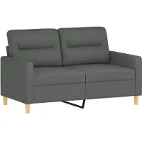 vidaXL 2-tlg. Sofagarnitur mit Kissen Dunkelgrau Stoff
