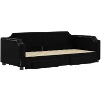 vidaXL Tagesbett Ausziehbar mit Schubladen Schwarz 100x200 cm Stoff