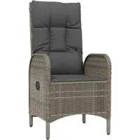 vidaXL 7-tlg. Garten-Essgruppe mit Kissen Grau Poly Rattan