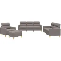 vidaXL 4-tlg. Sofagarnitur mit Kissen Taupe Stoff