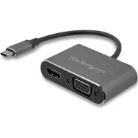 StarTech.com .com USB-C auf VGA und HDMI Adapter - 2-in-1 - 4K 30Hz - Space Grey, USB Typ-C, HDMI-Ausgang, VGA-Ausgang (D-Sub), 3840 x 2160 Pixel