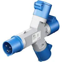 Goobay CEE-Y-Adapter, CEE-Stecker auf 3x CEE-Kupplung, für Camping und Outdoor Aktivitäten