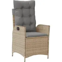 vidaXL 7-tlg. Garten-Essgruppe mit Kissen Beigemischung Poly Rattan