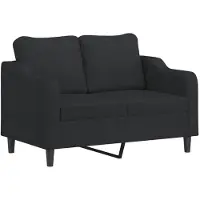 vidaXL 2-tlg. Sofagarnitur mit Kissen Schwarz Stoff