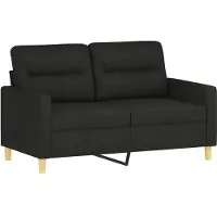 vidaXL 2-tlg. Sofagarnitur mit Kissen Schwarz Stoff