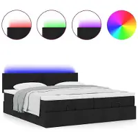 vidaXL Ottoman-Bett mit Matratzen & LEDs Schwarz 160x200 cm Stoff