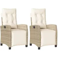 vidaXL Gartensessel mit Fußteil 2 Stk. Verstellbar Beige Poly Rattan