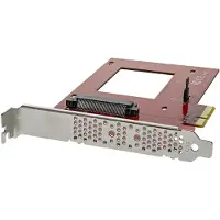 StarTech.com .com U.2 auf PCIe Adapter für 2,5" U.2 NVMe SSD - SFF 8639 - 4x PCI Express 4.0, PCIe, U.2, PCIe 4.0, Rot, Aktivität, CE, FCC
