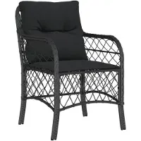 vidaXL 3-tlg. Bistro-Set mit Kissen Schwarz Poly Rattan