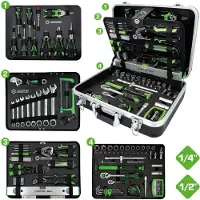 Ks Tools Universal-Werkzeug-Satz COMPETITION, 1/4"+1/2", 6-kant, 145-teilig, in Aluminiumkoffer