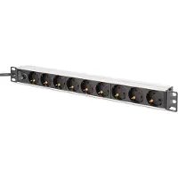 Digitus DN-95437, 1U, Horizontal/Vertikal, ABS Synthetik, Aluminium, Schwarz, Silber, Schwarz, 9 AC-Ausgänge