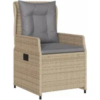 vidaXL 7-tlg. Garten-Essgruppe mit Kissen Beige Poly Rattan
