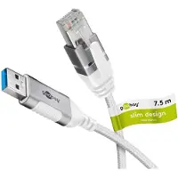 Goobay Ethernet-Kabel USB-A 3.0 auf RJ45, Slim, 7,5 m