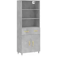 vidaXL Highboard Betongrau 69,5x34x180 cm Holzwerkstoff