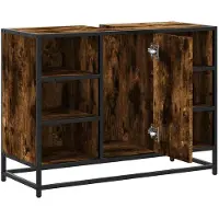 vidaXL Waschbeckenunterschrank Räuchereiche 80x33x60 cm Holzwerkstoff