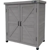 Axi Felix Aufbewahrungsschrank aus Holz – Gartenschrank aus FSC-Holz – Magnetverschluss – Verstellbare Füße – 80 x 45 x 93 cm – Warmgrau