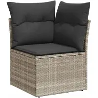 vidaXL 7-tlg. Garten-Sofagarnitur mit Kissen Hellgrau Poly Rattan