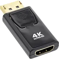 InLine Konverter DisplayPort Stecker auf HDMI Buchse, 4K/60Hz, mit Audio, DisplayPort male, HDMI, Stecker, Buchse, Gerade, Gerade