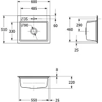 Villeroy & Boch 336A02AM EB-SP Subway Style 60 S 6A 600x510mm