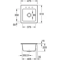Villeroy & Boch 678101KD EB-SP Subway 45 XS 475x510mm Ablgarn.