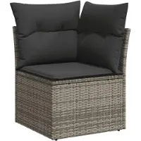 vidaXL 9-tlg. Garten-Sofagarnitur mit Kissen Grau Poly Rattan