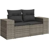 vidaXL 6-tlg. Garten-Sofagarnitur mit Kissen Grau Poly Rattan