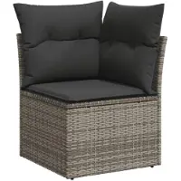 vidaXL 12-tlg. Garten-Sofagarnitur mit Kissen Grau Poly Rattan