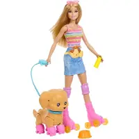 Barbie Blonde „Pets Skate and Run“ Pup -Puppe mit Hündchen, Rollschuhen und Zubehör, Modepuppe, Weiblich, 3 Jahr(e), 298 mm, Mehrfarbig