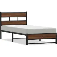 vidaXL Metallbett ohne Matratze Eichen-Optik 90x190 cm