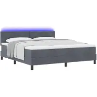 vidaXL LED Boxspringbett mit Kopfteil Dunkelgrau 180 x 200 cm Samt