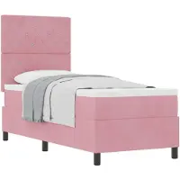 vidaXL Boxspringbett mit Matratze mit Kopfteil Rosa 80 x 200 cm Samt