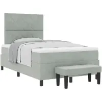 vidaXL Boxspringbett mit Matratze Hellgrau 120 x 200 cm Samt