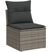 vidaXL 7-tlg. Garten-Sofagarnitur mit Kissen Grau Poly Rattan
